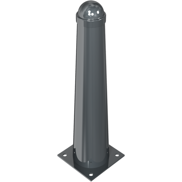 Ornamental bollard | steel tube � 168 / 96 mm | stationary, to be fixed by plugswith base plate 220 x 220 mm | with 2 eyelets